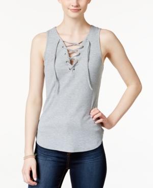 Ultra Flirt Juniors' Sleeveless Lace-up Tank Top