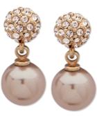 Givenchy Gold-tone Pave Fireball & Imitation Pearl Drop Earrings