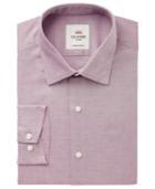 Ben Sherman Men's Slim-fit Wine Pinpoint Dobby Dress Shirt