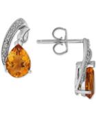 Citrine (1-9/10 Ct. T.w.) & Diamond Accent Teardrop Swirl Drop Earrings In Sterling Silver