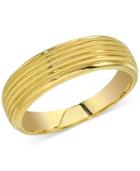 Esquire Men's Jewelry Ribbed Band In 14k Gold, Created For Macy's