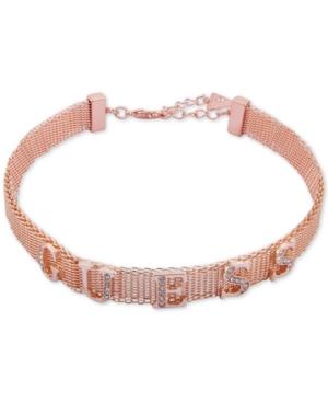 Guess Crystal Logo Mesh Choker Necklace, 12 + 2 Extender