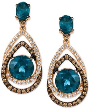Le Vian Chocolatier London Blue Topaz (7-3/4 Ct. T.w.) And Diamond (1-1/3 Ct. T.w.) Interlocking Teardrop Drop Earrings In 14k Rose Gold