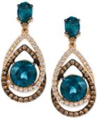 Le Vian Chocolatier London Blue Topaz (7-3/4 Ct. T.w.) And Diamond (1-1/3 Ct. T.w.) Interlocking Teardrop Drop Earrings In 14k Rose Gold