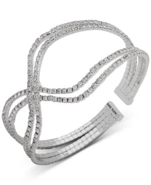 Anne Klein Crystal Crisscross Multi-row Cuff Bracelet