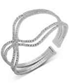 Anne Klein Crystal Crisscross Multi-row Cuff Bracelet