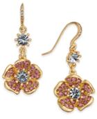 Charter Club Gold-tone Multi-stone Flower Drop Earrings, Created For Macy's