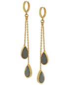 Vince Camuto Gold-plated Grey Stone Double Drop Earrings