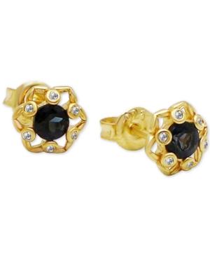 Kesi Jewels London Blue Topaz (1/2 Ct. T.w.) And Diamond Accent Stud Earrings In 18k Gold Over Sterling Silver