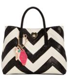 Betsey Johnson Large Chevron Tote With Hotel Charms