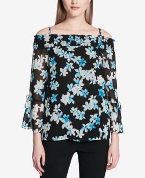 Calvin Klein Printed Off-the-shoulder Top