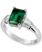 Emerald (1-5/8 Ct. T.w.) And Diamond (1/3 Ct. T.w.) Ring In 14k White Gold