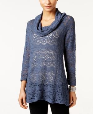 Style & Co Lace Cowl-neck Sweater, Only At Macy's
