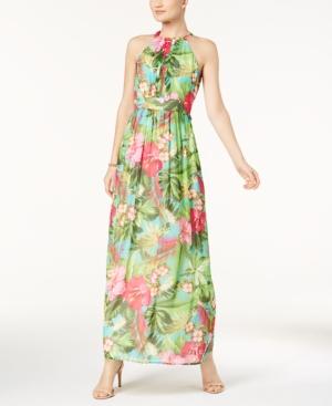 Nine West Floral-print Halter Maxi Dress
