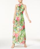 Nine West Floral-print Halter Maxi Dress
