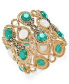 Inc International Concepts Gold-tone Hematite Pave & Colored Stone Stretch Bracelet, Created For Macy's