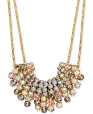 Inc International Concepts Two-tone Double Strand Bead Cluster Statement Necklace, Only At Macy's