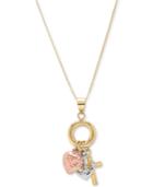 Tricolor Faith, Hope & Charity 18 Pendant Necklace In 10k Gold With Rose- & Rhodium-plating