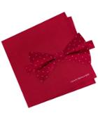 Tommy Hilfiger Men's Dot Pre-tied Silk Bow Tie & Solid Silk Pocket Square Set