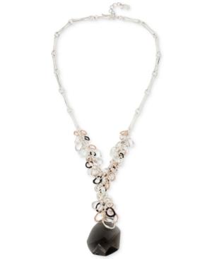 Robert Lee Morris Soho Tri-tone & Black Stone Lariat Necklace