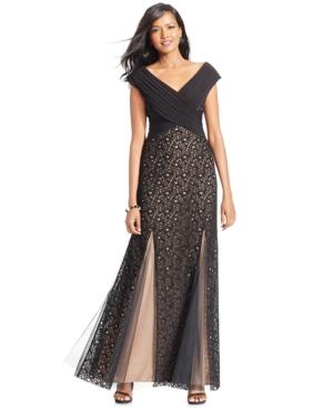 Patra Lace Faux-wrap Gown