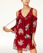 Heart And Soul Juniors' Printed Cold-shoulder Dress