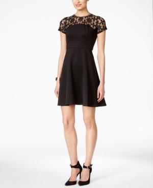 Jessica Simpson Lace Scuba Fit & Flare Dress