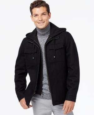 Inc International Concepts Hooded Wool-blend Jacket, Only At Macy's