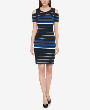 Tommy Hilfiger Cold-shoulder Striped Dress
