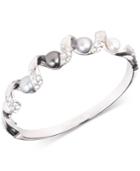 Carolee Silver-tone Coil, Crystal & Freshwater Pearl (7-9mm) Bangle Bracelet