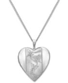 Engraved Butterfly Heart Locket In Sterling Silver