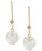 M. Haskell For Inc Gold-tone White Bead Imitation Pearl Drop Earrings