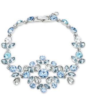 Givenchy Silver-tone Blue Crystal Cluster Link Bracelet