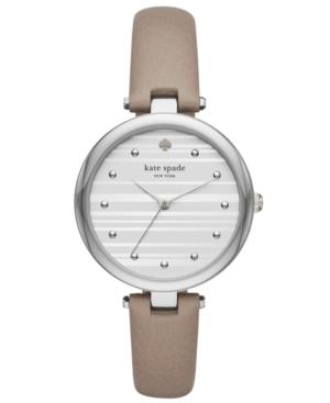 Kate Spade New York Women's Varick Clocktower Gray Leather Strap Watch 36mm