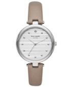 Kate Spade New York Women's Varick Clocktower Gray Leather Strap Watch 36mm
