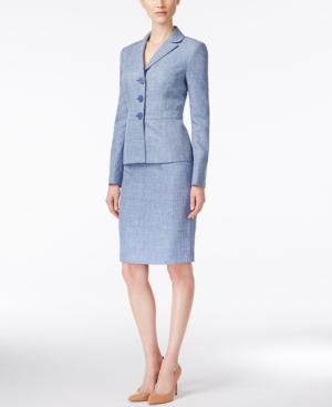 Le Suit Melange Textured Three-button Skirt Suit