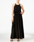 Msk Tiered Chiffon Halter Gown