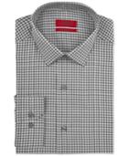 Alfani Red Fitted Silver Heathered Check Performance Stretch Easy Care Dress Shirt