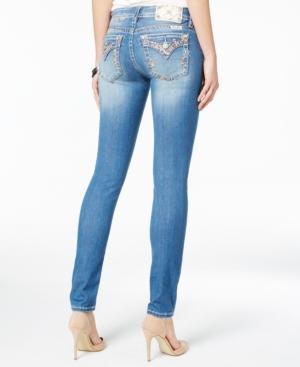 Miss Me Medium Wash Embellished Faux-flap Skinny Jeans