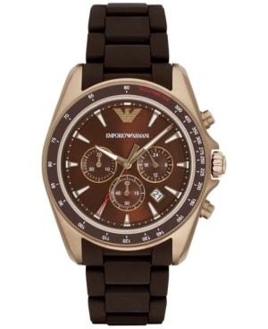 Emporio Armani Men's Chronograph Sigma Dark Brown Silicone Wrapped Stainless Steel Bracelet Watch 44mm Ar6099