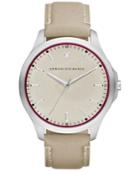 Ax Armani Exchange Men's Diamond Accent Taupe Leather Strap Watch 46mm Ax2183
