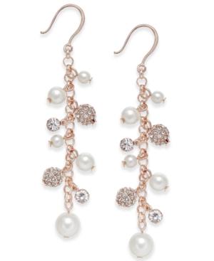 Charter Club Silver-tone Imitation Pearl And Crystal Vine Earrings, Created For Macy's