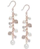 Charter Club Silver-tone Imitation Pearl And Crystal Vine Earrings, Created For Macy's