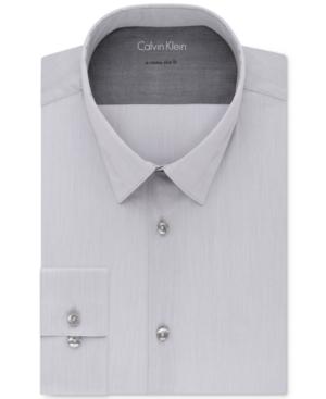 Calvin Klein Men's X Extra-slim Fit Stretch Gray Solid Dress Shirt