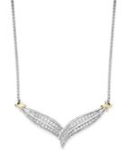 Diamond Two-row V-necklace In 10k Gold And Sterling Silver (1/3 Ct. T.w.)