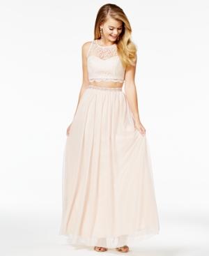 Sequin Hearts Juniors' 2-pc. Lace Illusion Gown