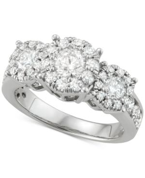 Diamond Triple Halo Cluster Ring (2 Ct. T.w.) In 14k White Gold