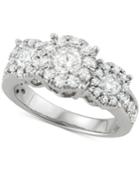 Diamond Triple Halo Cluster Ring (2 Ct. T.w.) In 14k White Gold