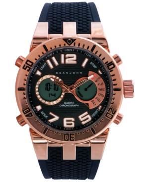 Sean John Men's Analog-digital Black Silicone Strap Watch 60x45mm 10018066