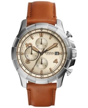 Fossil Men's Chronograph Dean Light Brown Leather Strap Watch 45mm Fs5130